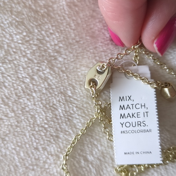 NEW Kendra Scott Tammy Custom Color Bar Necklace Gold Cobalt Blue Adjustable - Picture 6 of 14